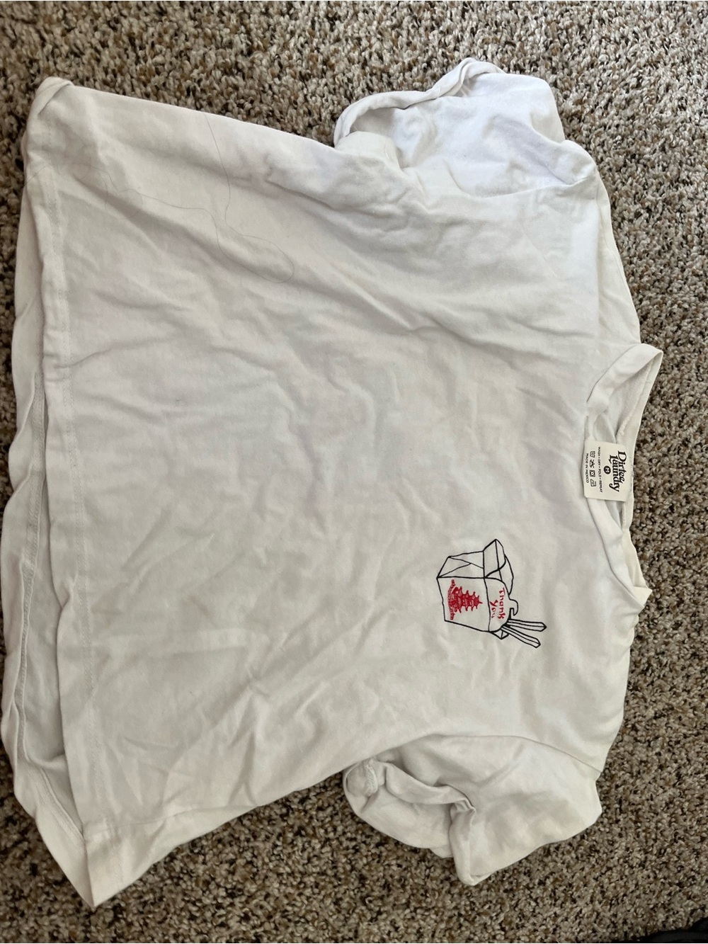 Dirty Laundry White Short Sleeve Tee with Red Takeout Graphic